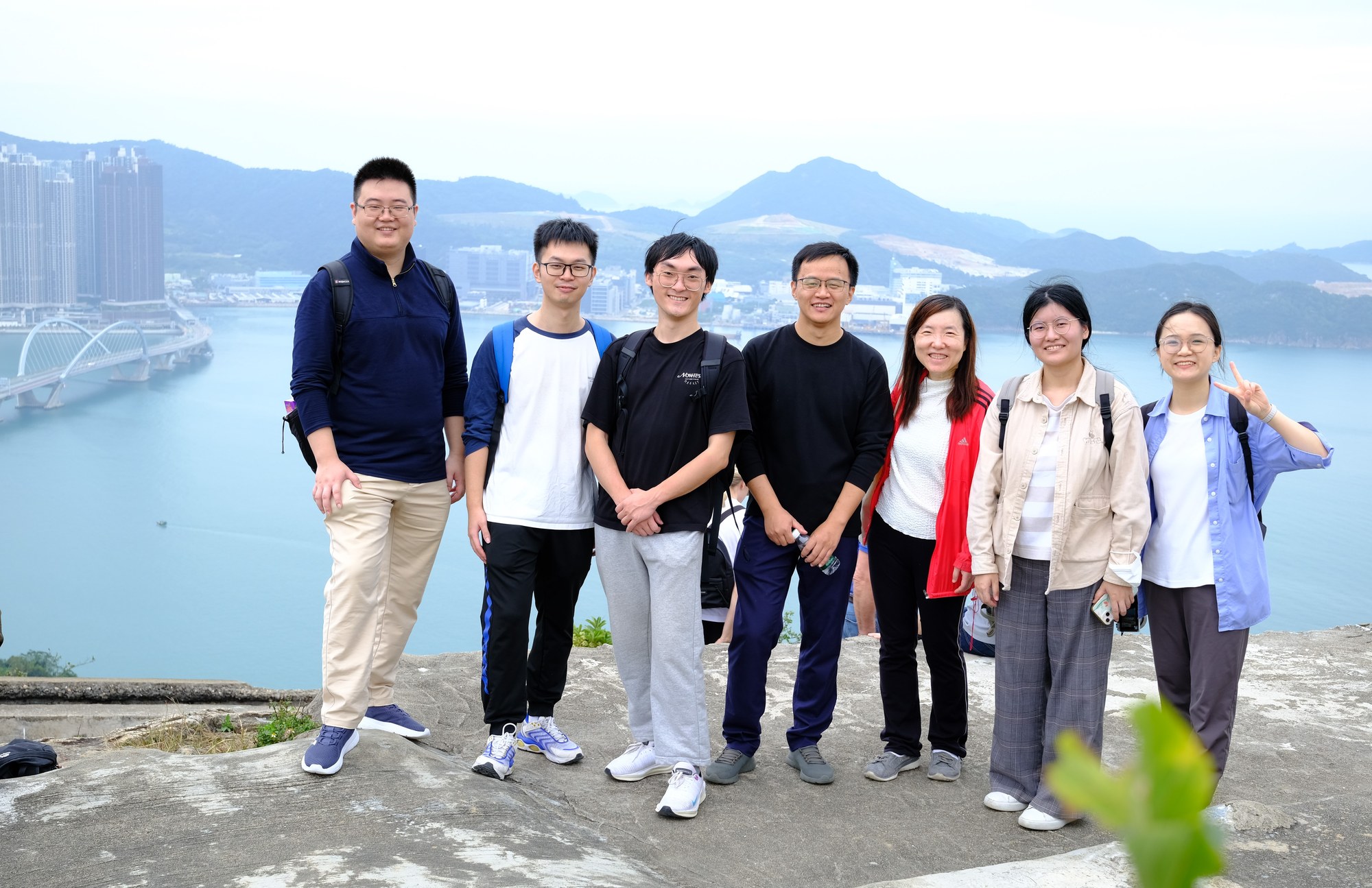 Professor Lin Dai and members of the research group hiking in Hong Kong