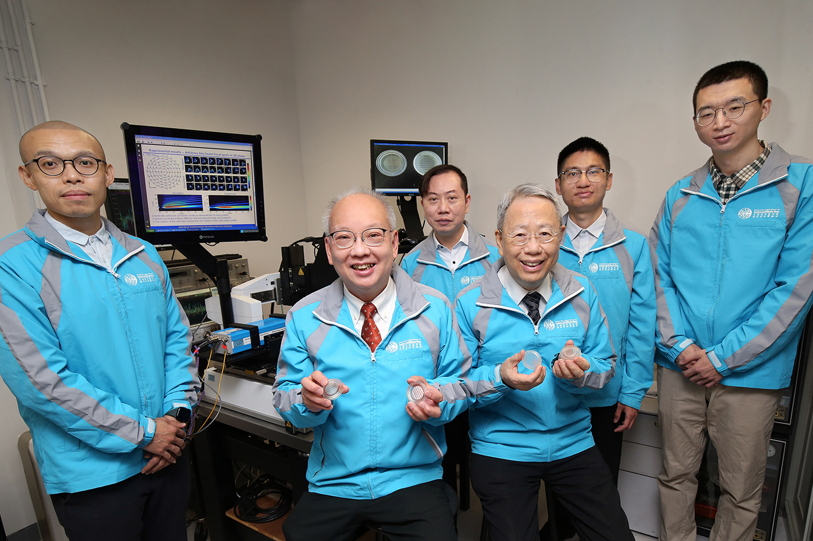 CityU researchers with their tunable terahertz meta-devices.