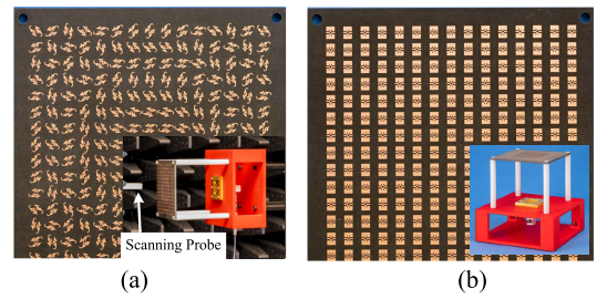 Original IEEE TAP Figure 12 showing top and bottom views of the fabricated circularly polarized transmitarray prototype.